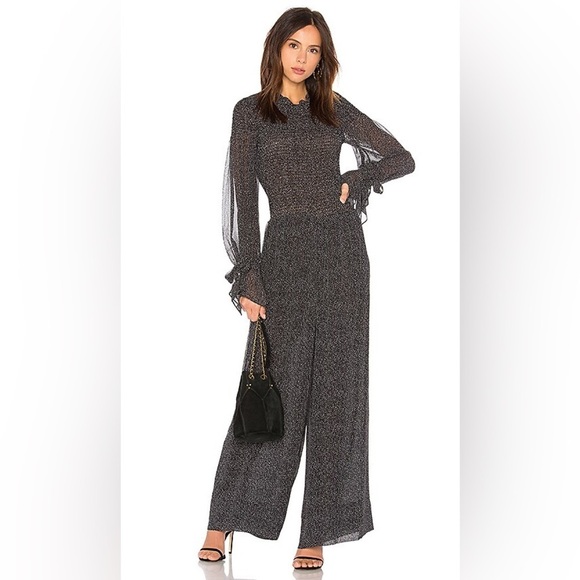 Rebecca Taylor Silk Pebble Jumpsuit in Black Combo Women’s Size 4 - Picture 1 of 16